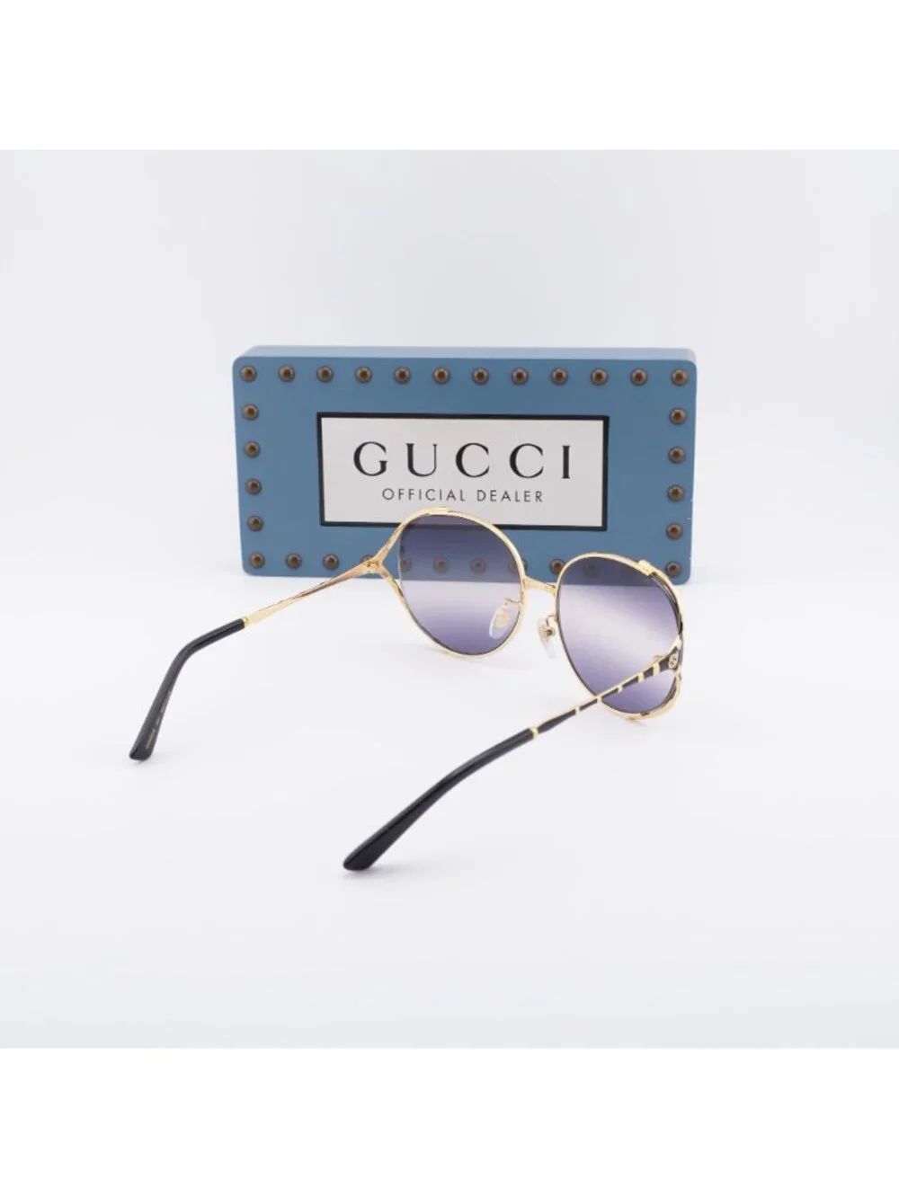 Gucci GG0595S 001 Women Round Sunglasses - Gold / Grey